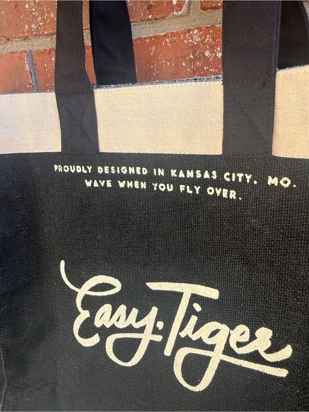 Easy- Tiger Black & Natural Canvas Tote Bag. SO FUN! - Picture 3 of 5